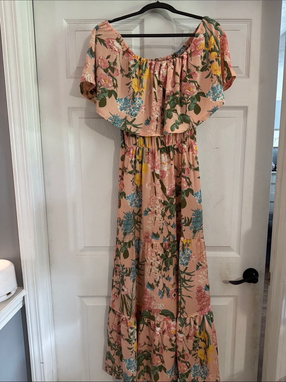 Cato Peach Floral Off-Shoulder Maxi Dress
